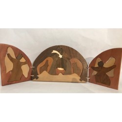 Crèche en bois triptyque...