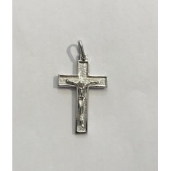 Croix argent avec Christ mat