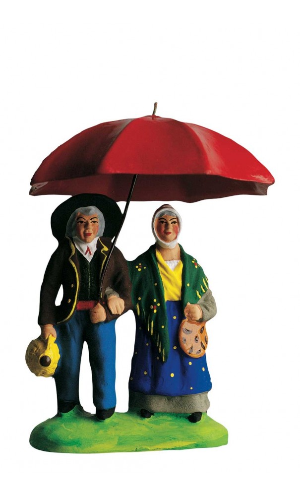 Santon Marcel Carbonel - Couple sous le parapluie